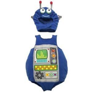 BRAND NEW ROBOT COSTUME BABY PLUSH BODYSUIT HAT SIZE 0-6 months CHILDREN'S PLACE